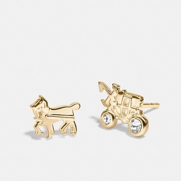 ❤︎ COACH ❤︎ 90715 Demi-Fine Horse And Carriage Stud Earring - Picture 6 of 6